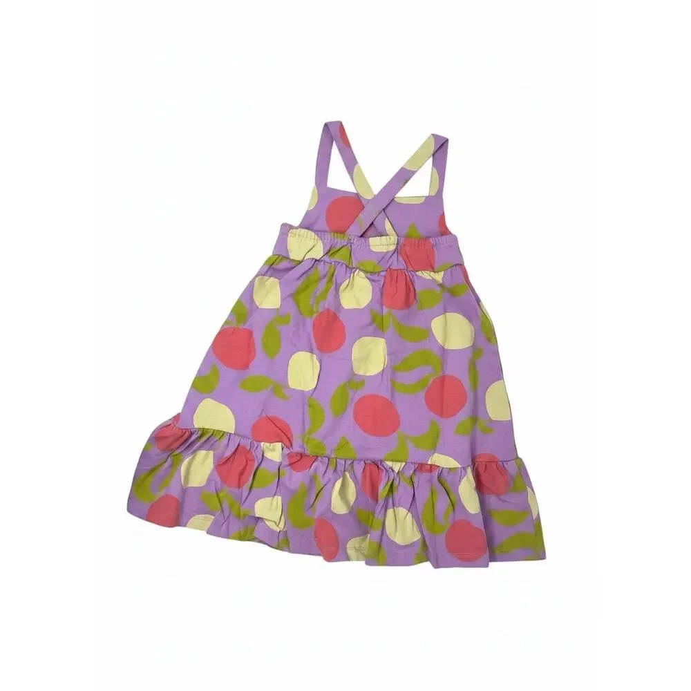 Hanna Andersson NWT Sleeveless Crossback Ruffle Dress Pink Citrus Print Size 3